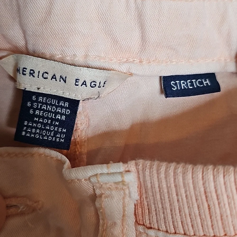 American Eagle Dreamy Drape Stretch Cargo Super High Waist Baggy Pants 6 Peach - Picture 9 of 10